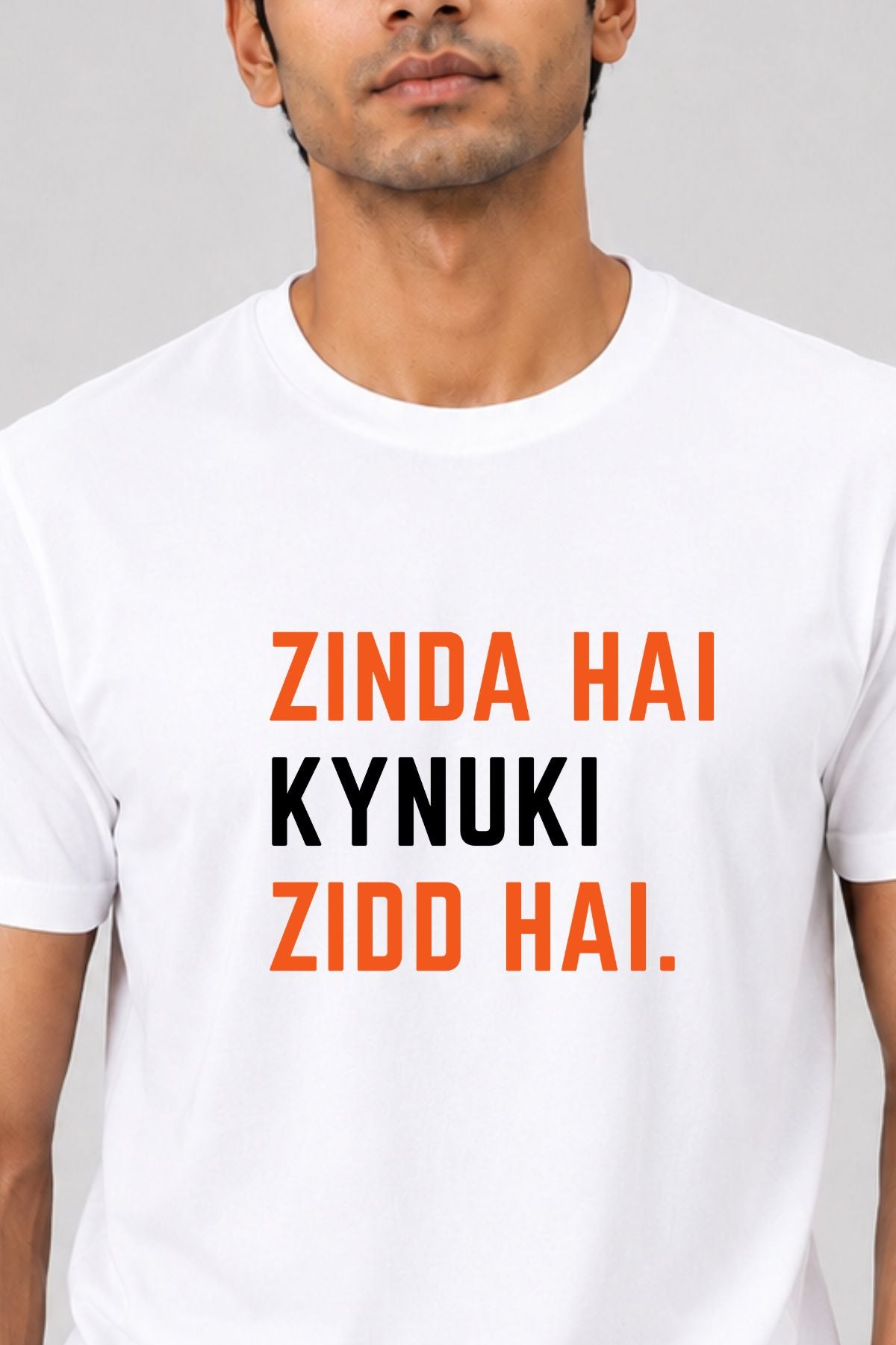 Zinda Hai Kyunki Zid Hai White Printed CJP Unisex T-Shirt
