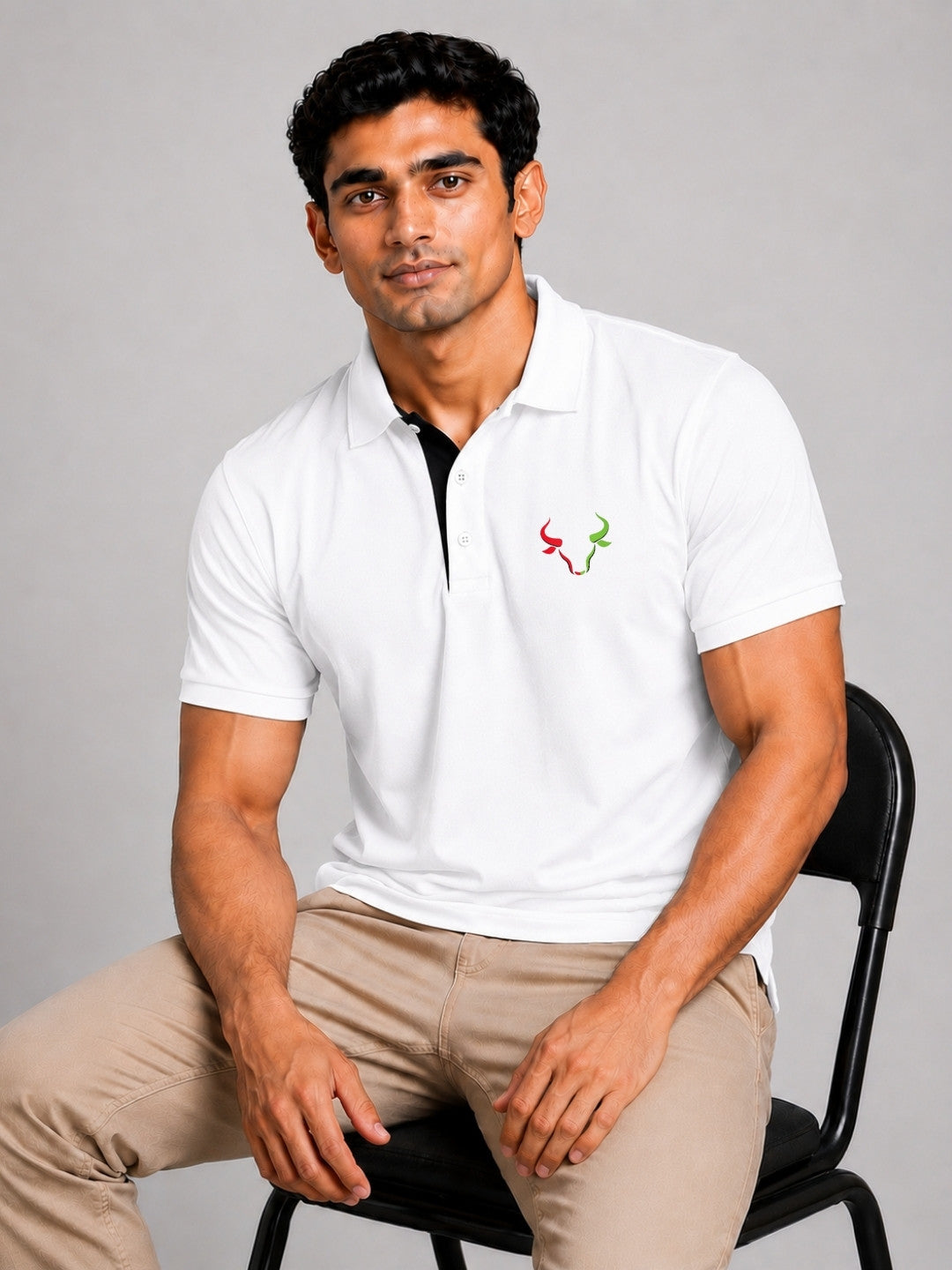 Dual Market Bull White Polo Trading T-Shirt