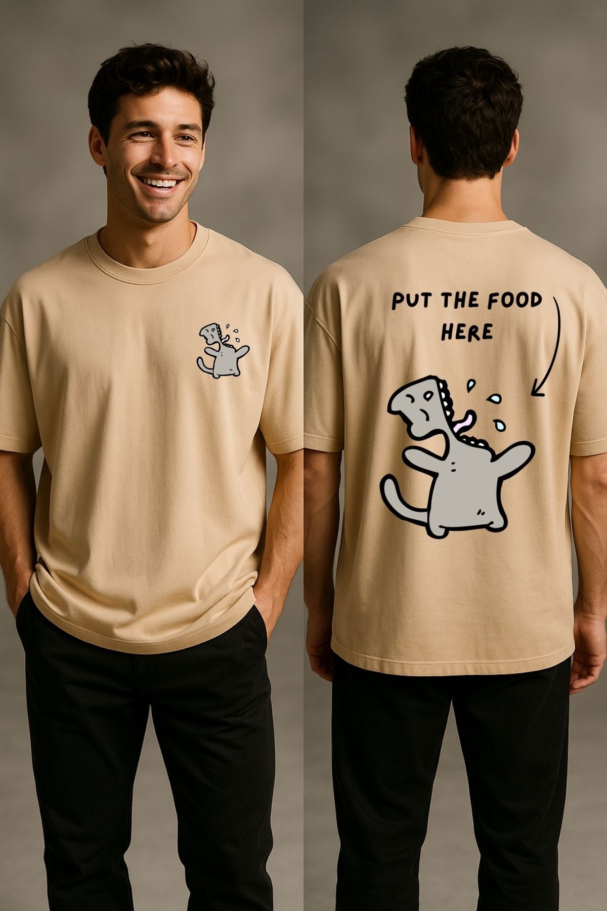 Hungry Cat Printed Oversize T-Shirt