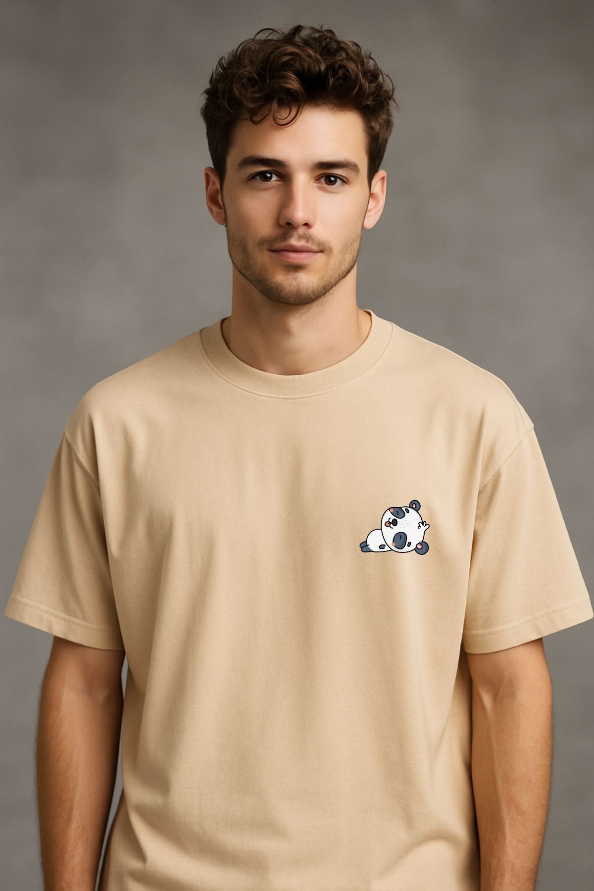 Panda Saving Mode Printed Oversize T-Shirt
