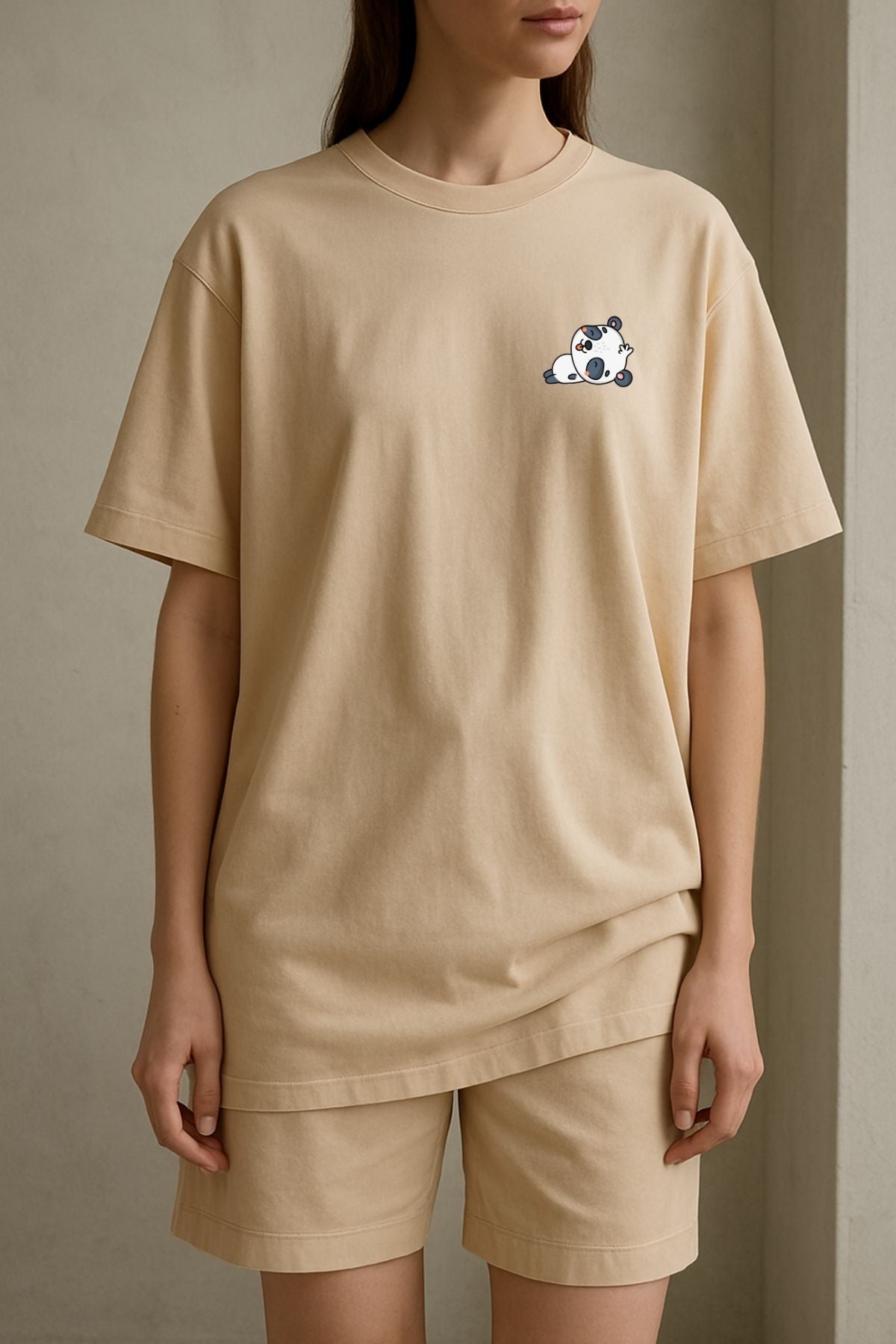 Panda Saving Mode Printed Oversize T-Shirt