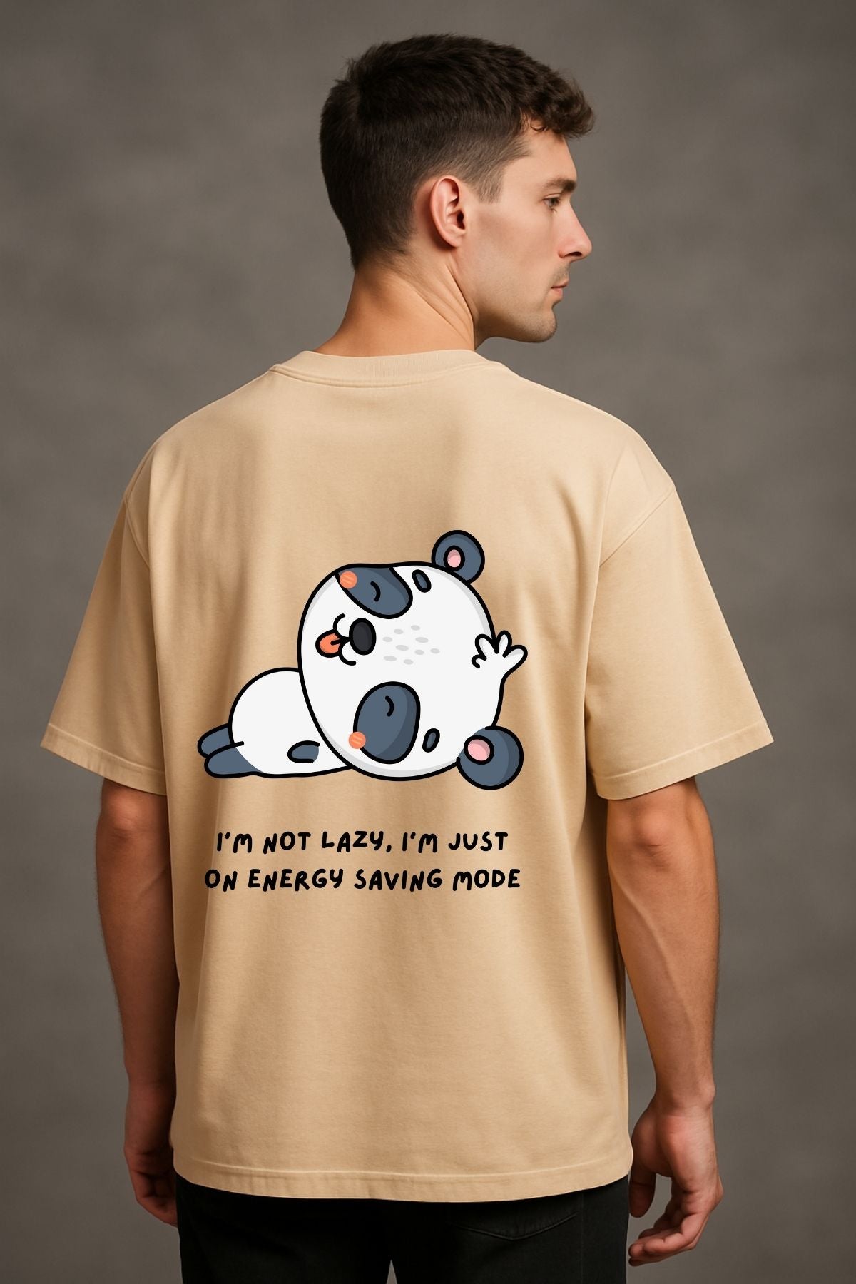 Panda Saving Mode Printed Oversize T-Shirt