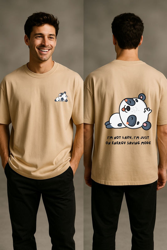 Panda Saving Mode Printed Oversize T-Shirt