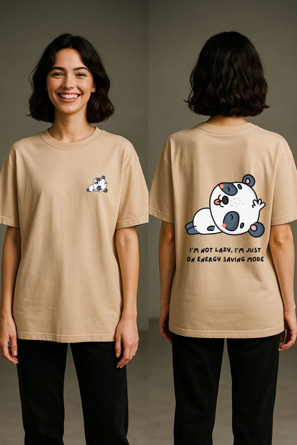 Panda Saving Mode Printed Oversize T-Shirt