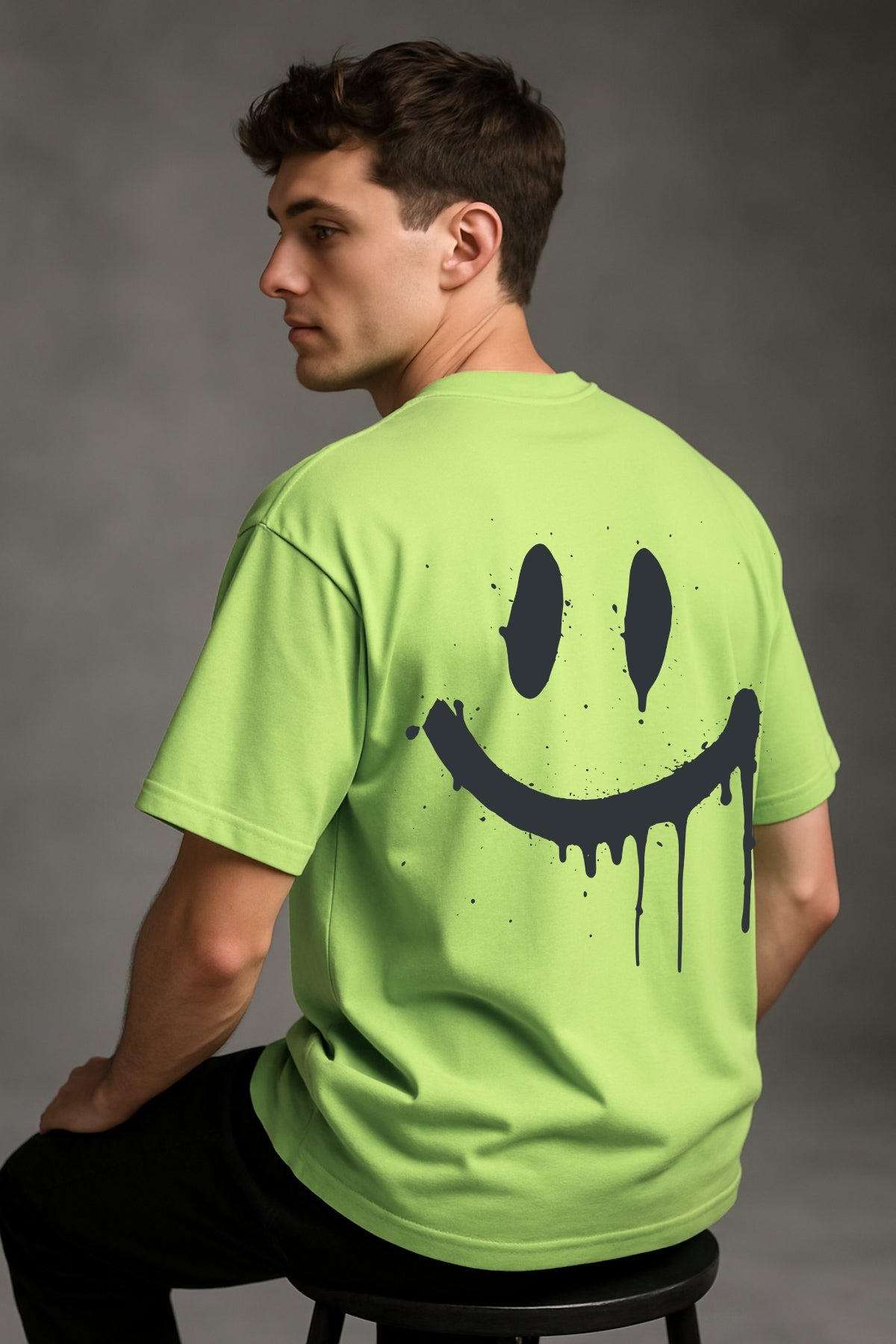 Don't Worry just Smile Printed Oversize T-Shirt