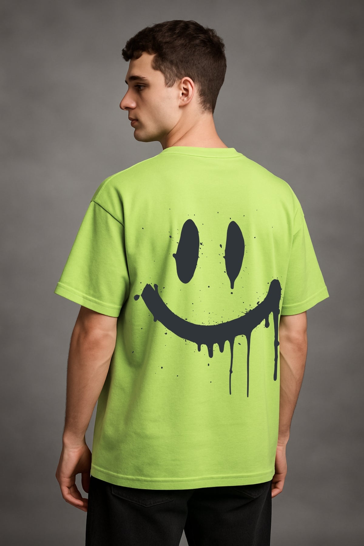 Don't Worry just Smile Printed Oversize T-Shirt