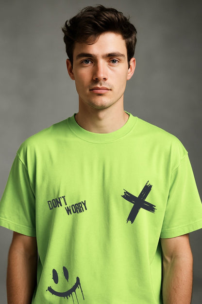 Don't Worry just Smile Printed Oversize T-Shirt