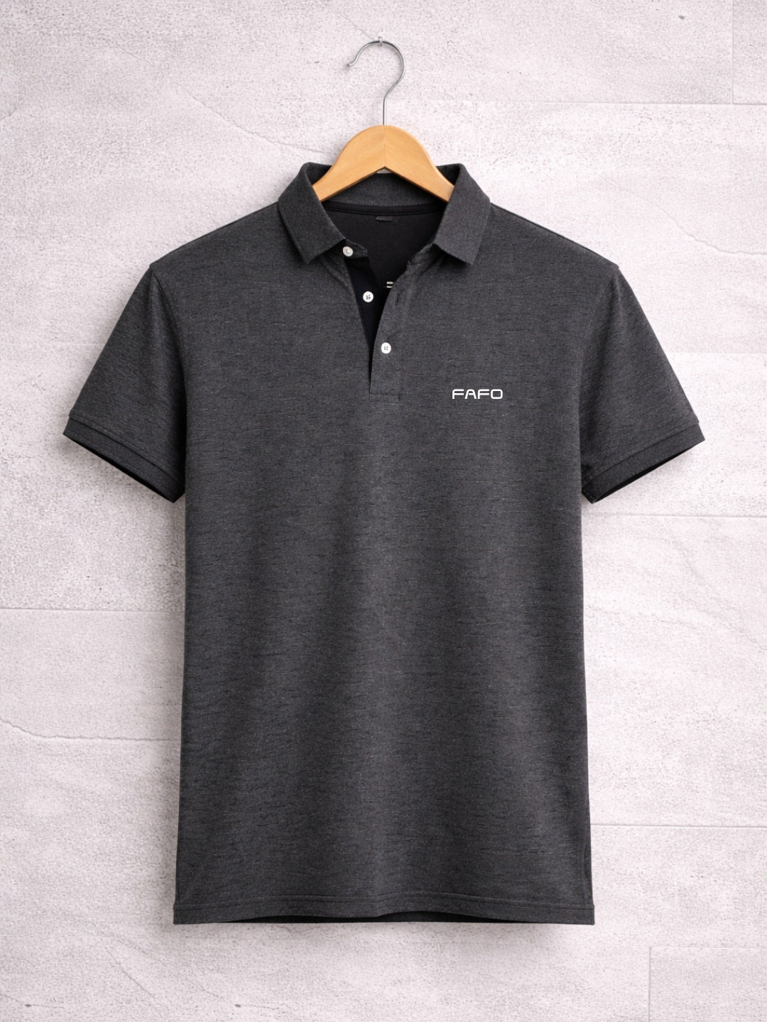 Carbon Grey Premium Cotton Blend Polo T-Shirt for Men