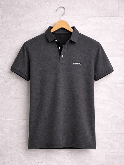 Carbon Grey Premium Cotton Blend Polo T-Shirt for Men