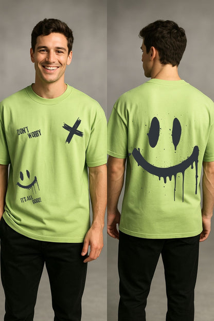 Don't Worry just Smile Printed Oversize T-Shirt