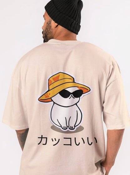 Kakkoi Cool Cat with Hat Printed Oversize T-Shirt