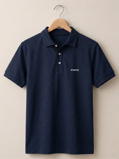 Navy Blue Premium Cotton Blend Polo T-Shirt for Men