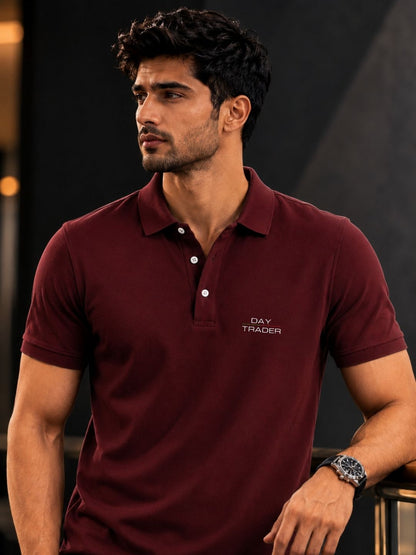 Day Trader Maroon Polo Trading T-Shirt