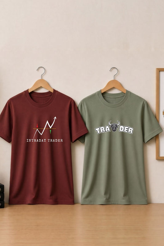 Intraday Bull 2 Pack Trading T-Shirt Bundle (Sage Green & Maroon)