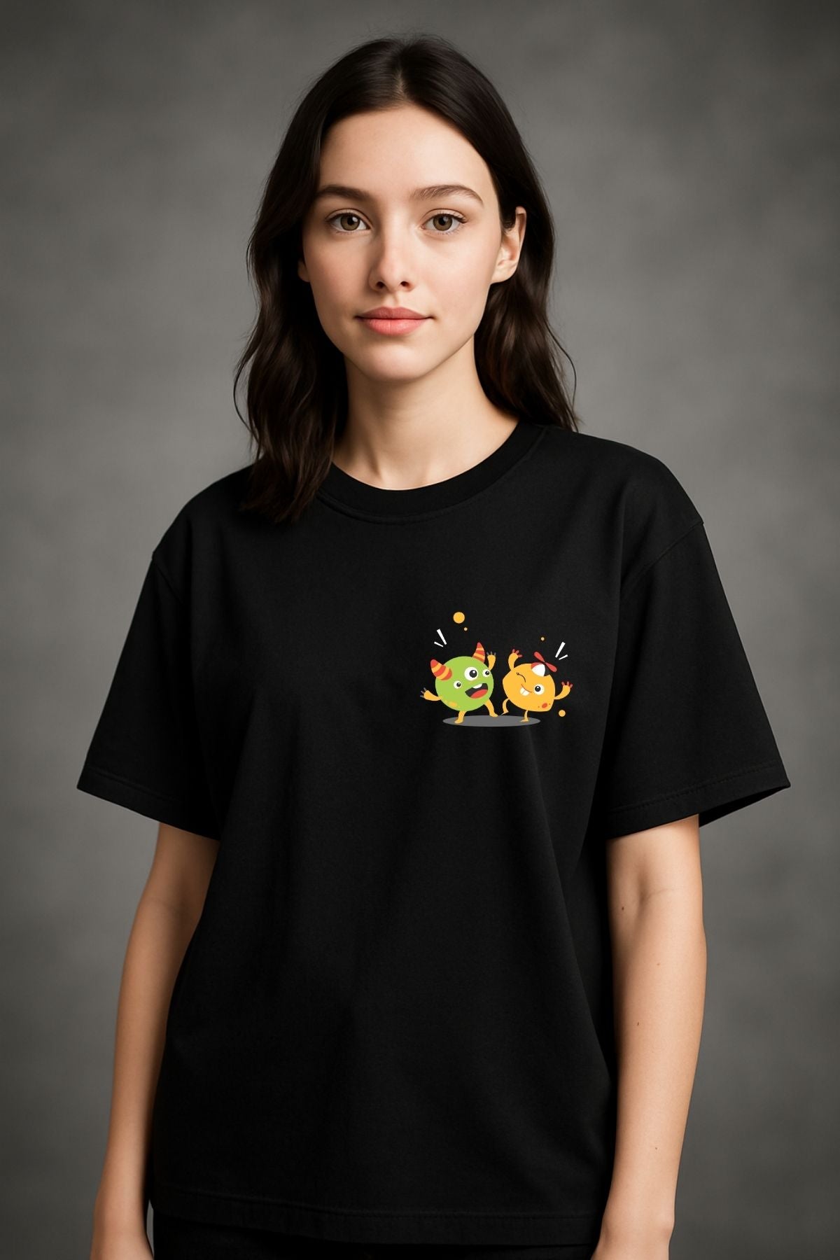 Cute Monster Printed Oversize T-Shirt