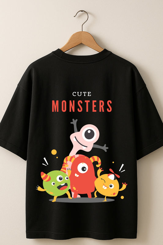 Cute Monster Printed Oversize T-Shirt