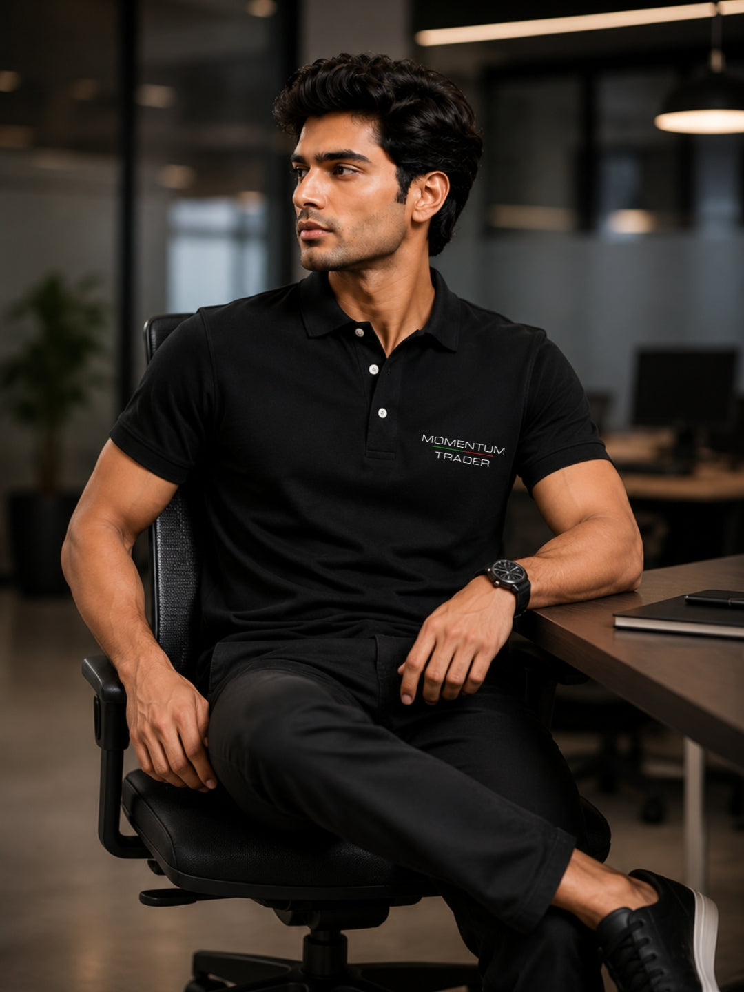 Momentum Trader Black Polo Trading T-Shirt