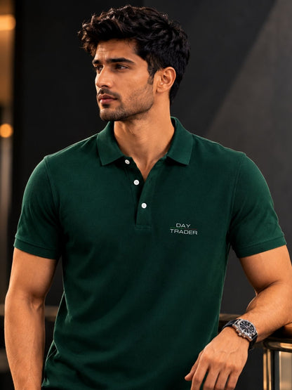 Day Trader Pine Green Polo Trading T-Shirt
