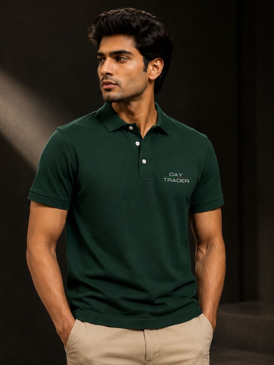 Day Trader Pine Green Polo Trading T-Shirt
