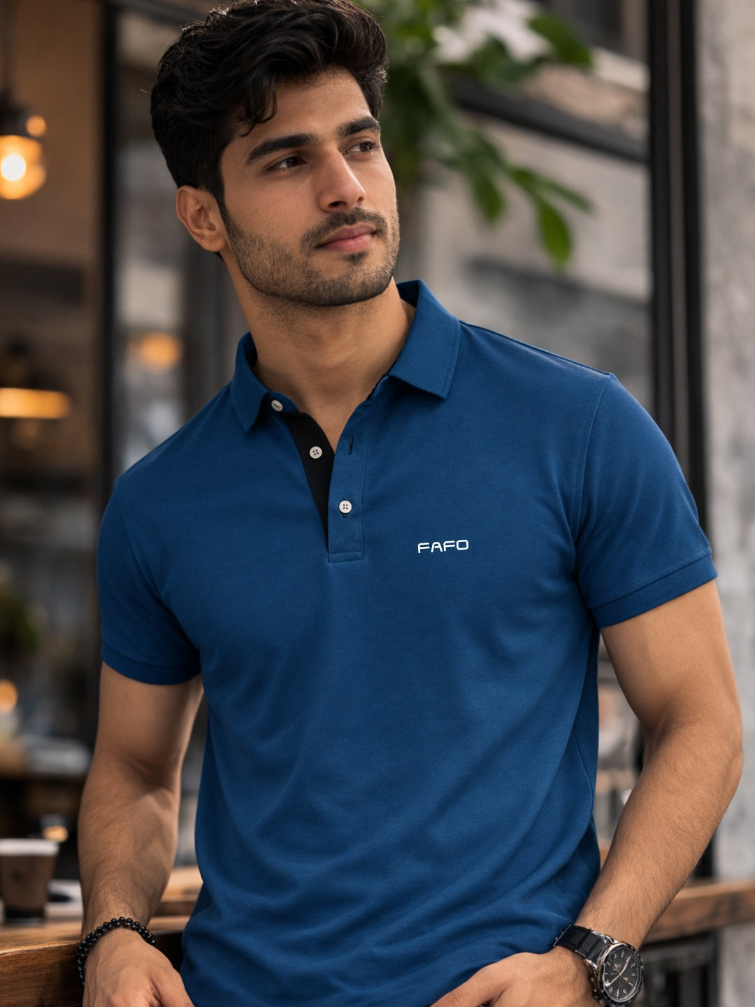 Atlantic Blue Premium Cotton Blend Polo T-Shirt for Men