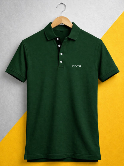 Pine Green Premium Cotton Blend Polo T-Shirt for Men