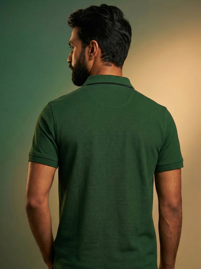 Pine Green Premium Cotton Blend Polo T-Shirt for Men