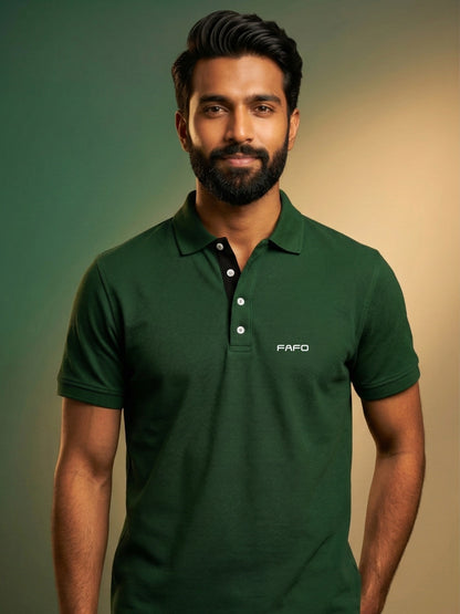 Pine Green Premium Cotton Blend Polo T-Shirt for Men
