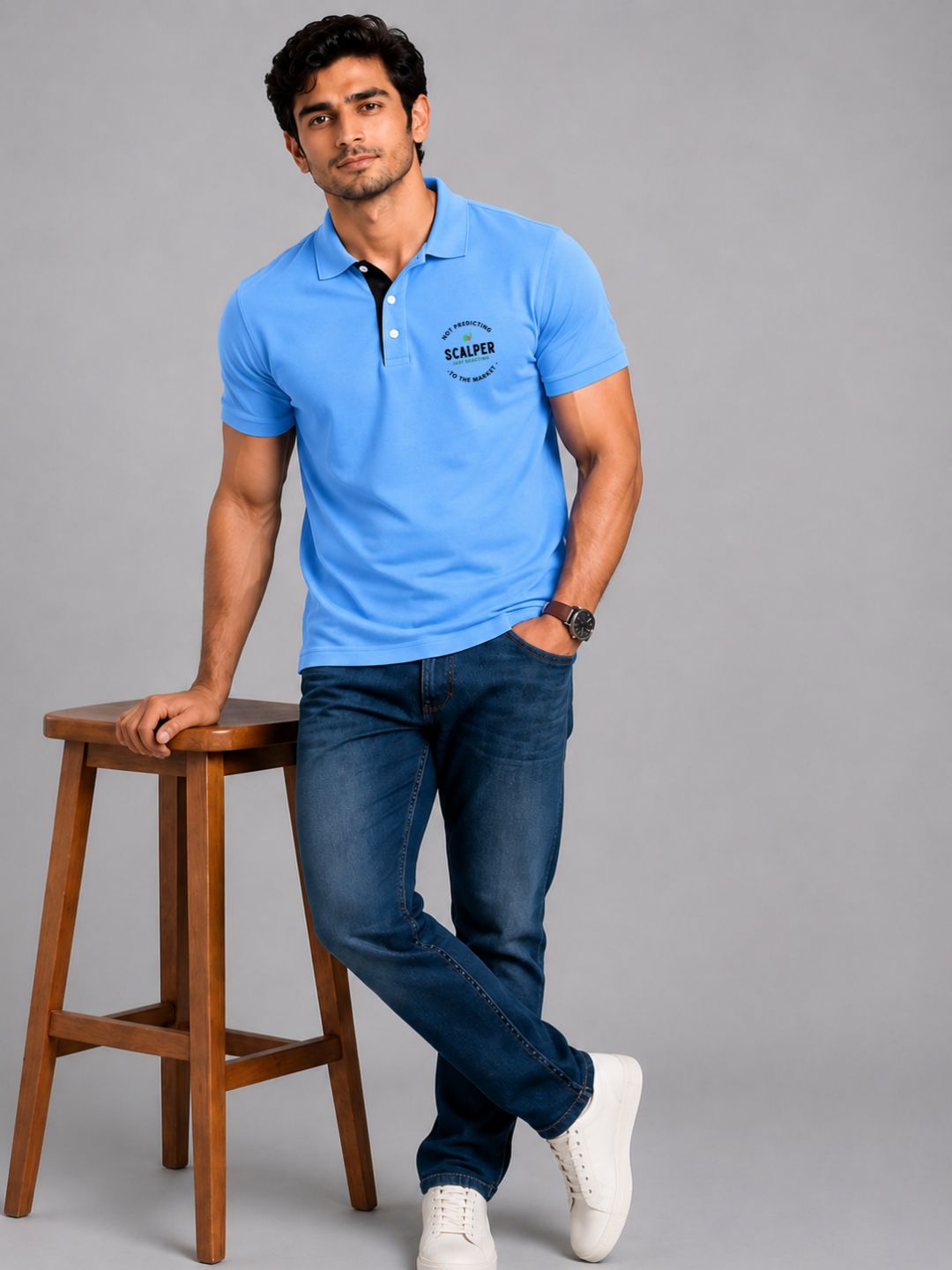 Scalper Trade Type Sky Blue Polo Trading T-Shirt
