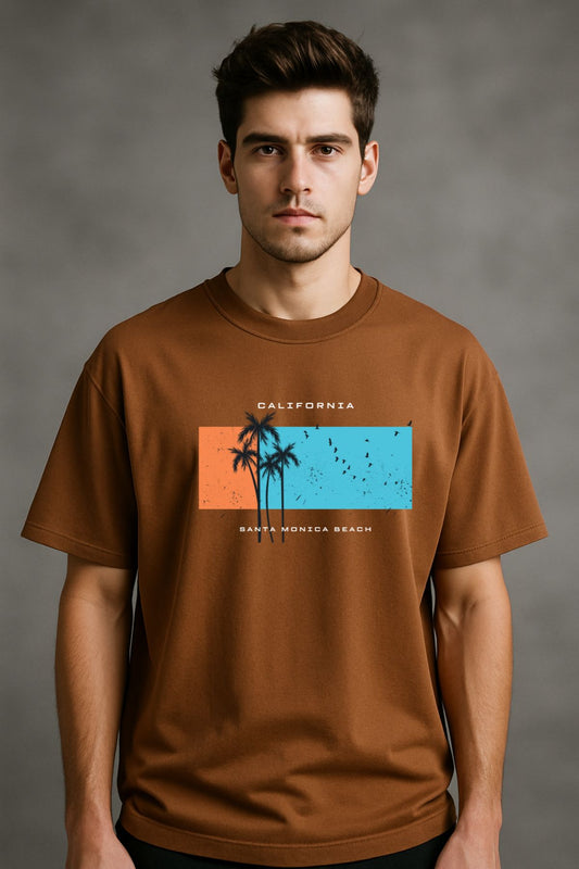 Santa Monica California Printed Oversize T-Shirt