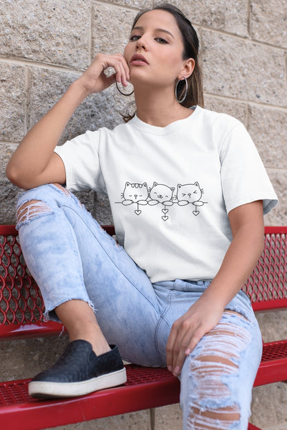 Cute kitty triplet hiding Unisex T-Shirt