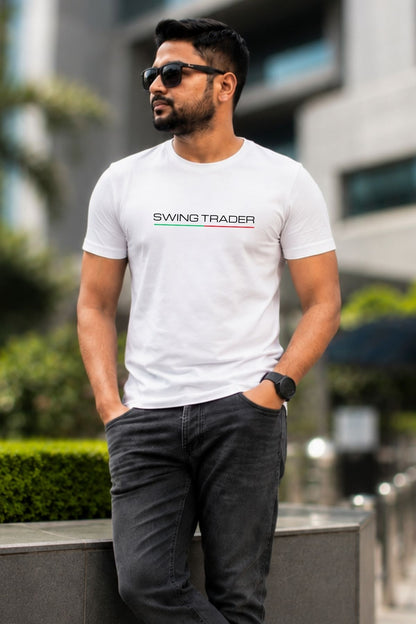 Swing Trader White Printed Unisex Trading T-Shirt