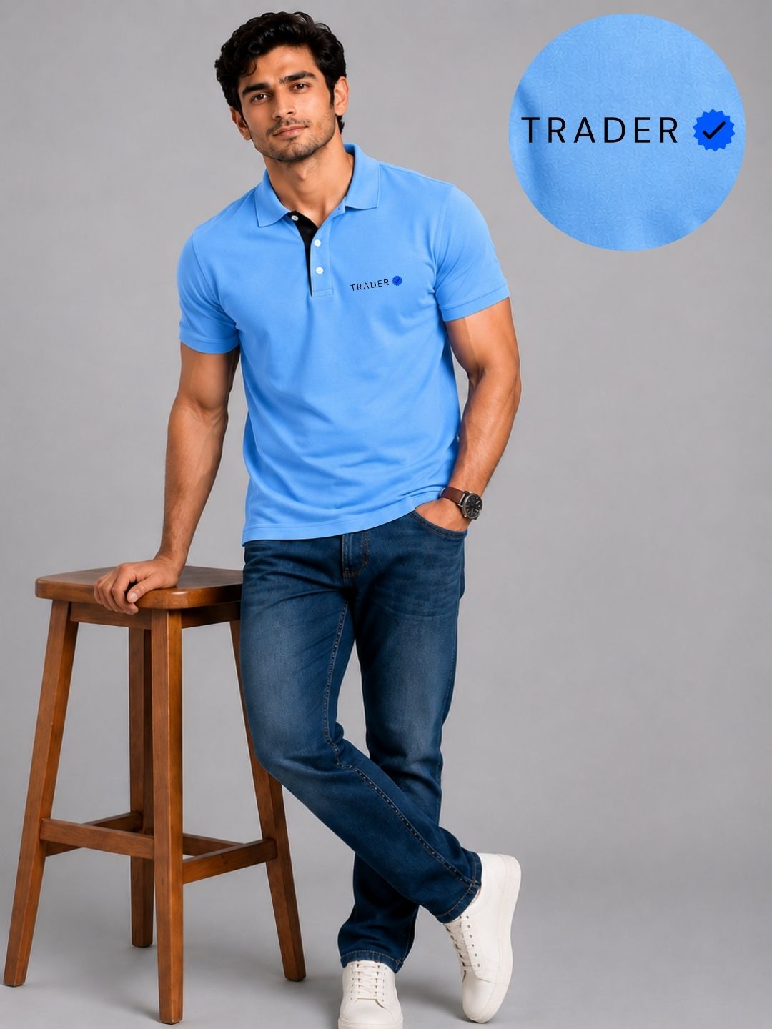 Verified Trader Sky Blue Polo Trading T-Shirt