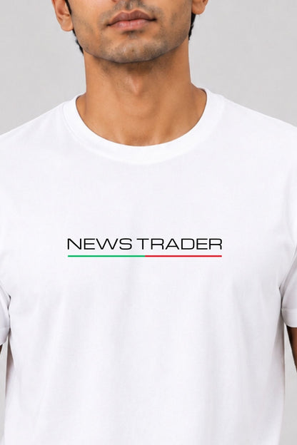 News Trader White Printed Unisex Trading T-Shirt