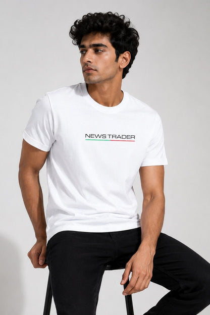 News Trader White Printed Unisex Trading T-Shirt