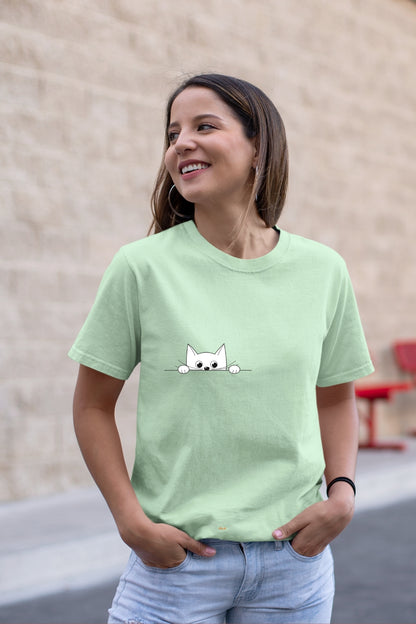 Peek-a-boo Cat hiding single Unisex T-Shirt