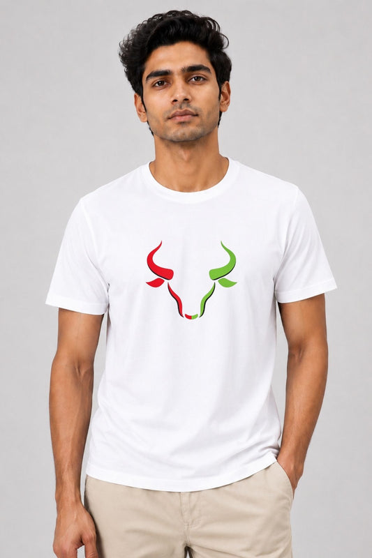 Dual Market Bull Printed Unisex Trading T-Shirt