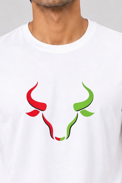 Dual Market Bull Printed Unisex Trading T-Shirt