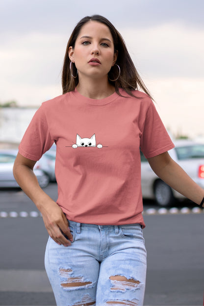 Peek-a-boo Cat hiding single Unisex T-Shirt