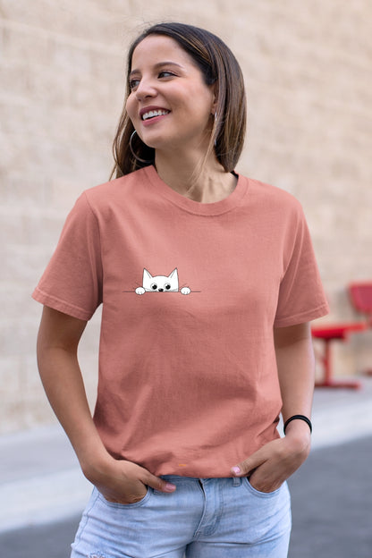 Peek-a-boo Cat hiding single Unisex T-Shirt