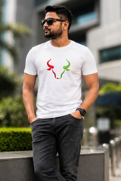 Dual Market Bull Printed Unisex Trading T-Shirt