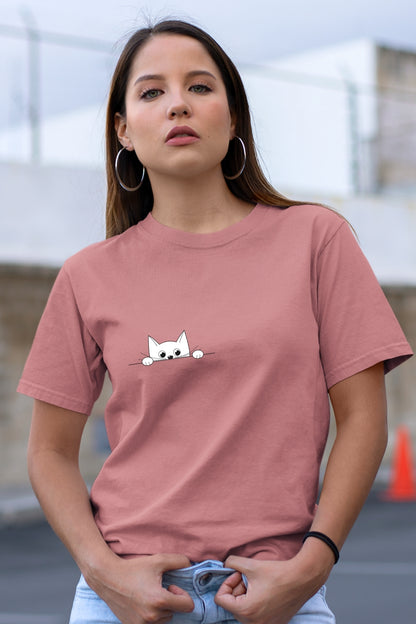 Peek-a-boo Cat hiding single Unisex T-Shirt