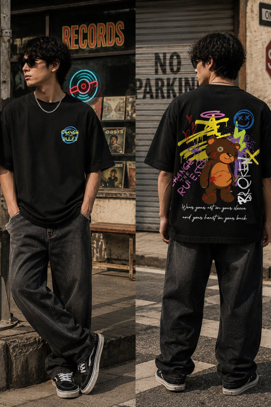 Change the rule back  front Printed Oversize T-Shirt