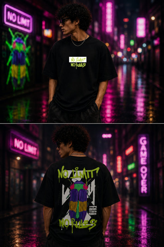No Limit No Rules back  front Printed Oversize T-Shirt