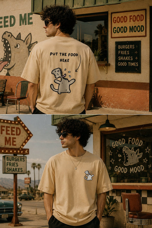 Hungry Cat Printed Oversize T-Shirt