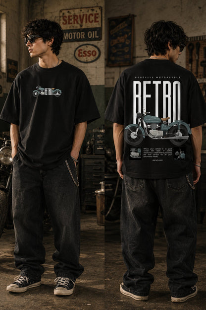 Retro bike front back Printed Oversize T-Shirt