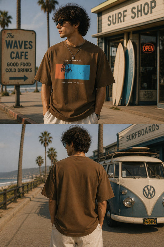 Santa Monica California Printed Oversize T-Shirt