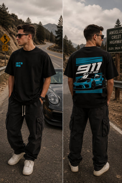 Porsche 911 GT3 Car back  front Printed Oversize T-Shirt