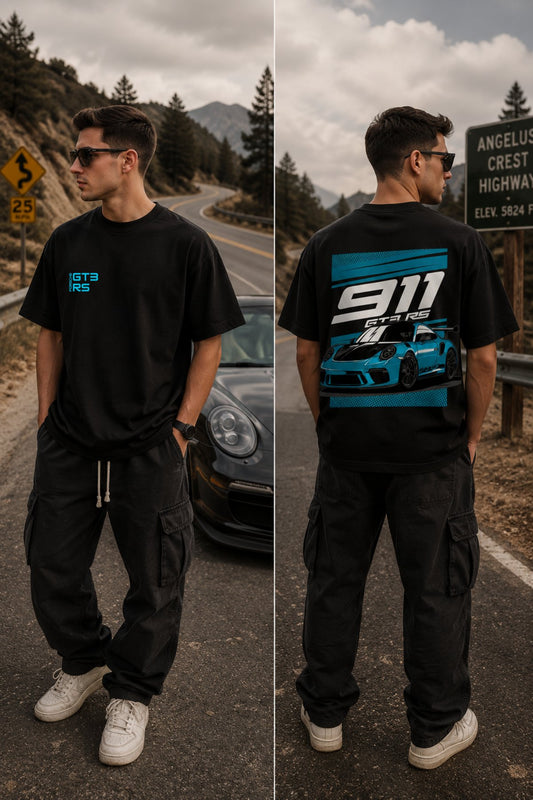 Porsche 911 GT3 Car back  front Printed Oversize T-Shirt