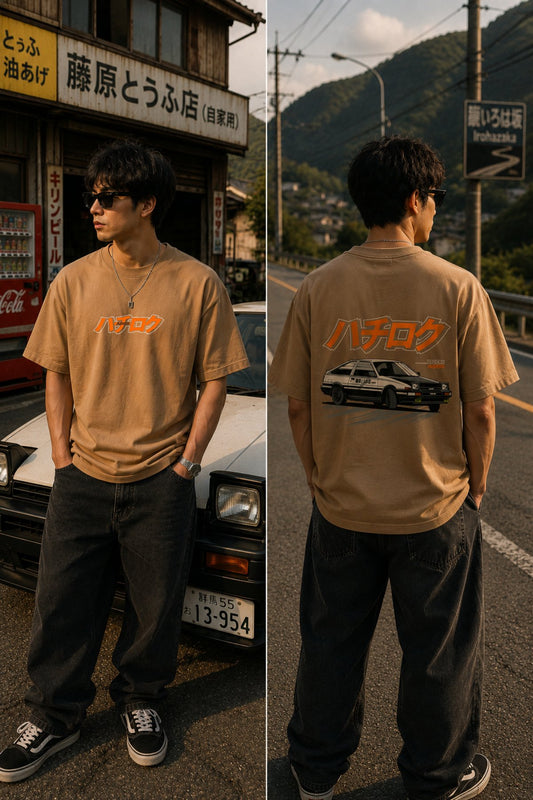 Toyota AE86 Car back front Printed Oversize T-Shirt