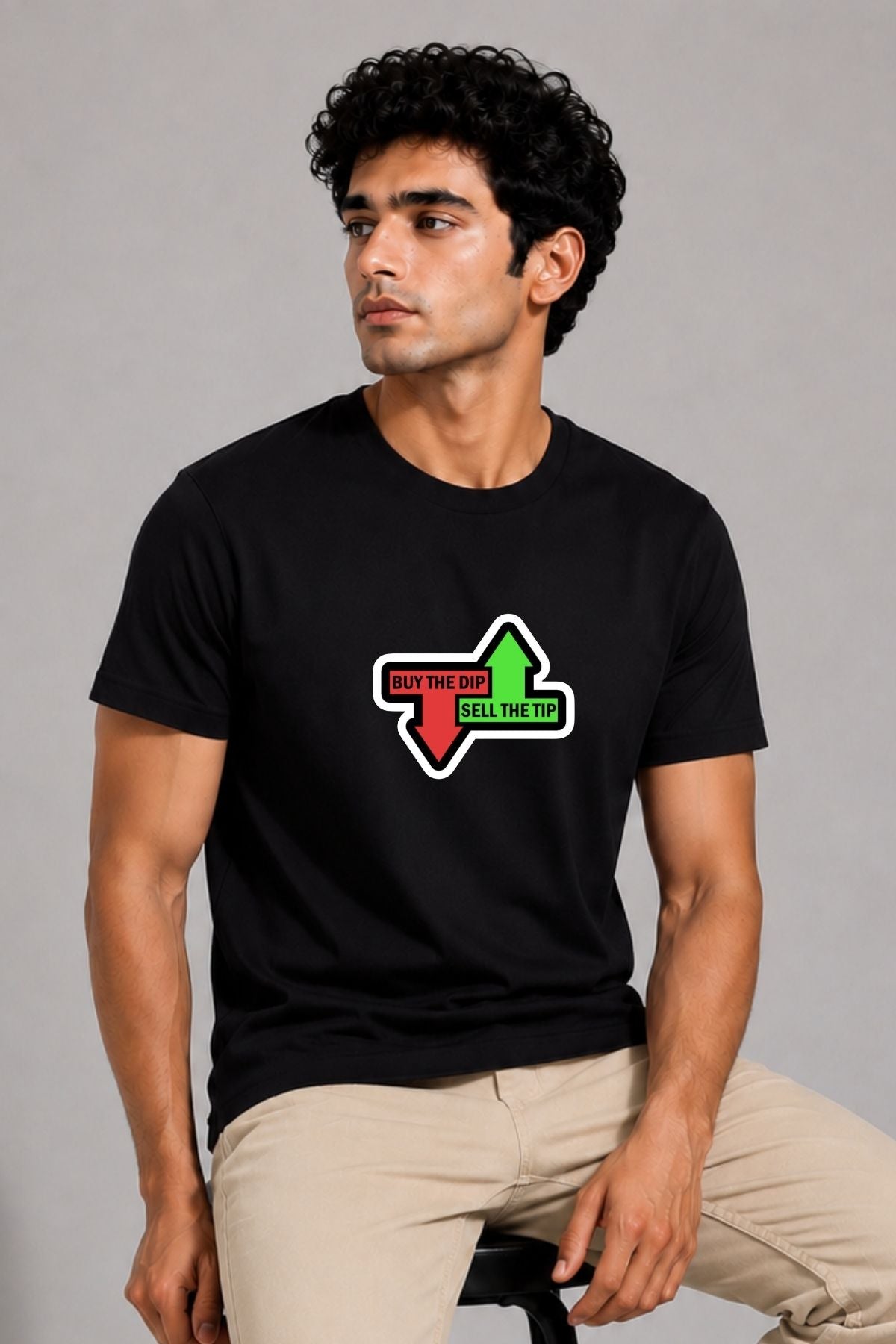 Buy The Dip Sell The Tip Trader Black Printed Unisex Trading T-Shirt